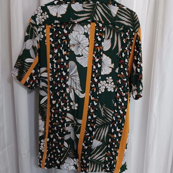 Denim & Flower Ricky Singh Short Sleeve SZ L Tropical Print Viscose Shirt - Picture 5 of 10
